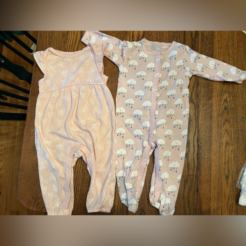 Cat & Jack Pink Heart and Cloud PLUS Ruffled Carter’s —3-6months and 6 months.